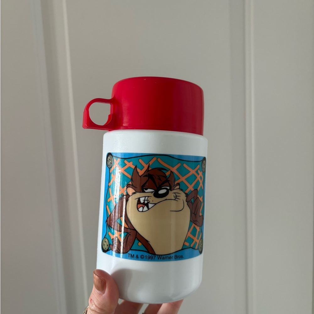 Vintage Looney Tunes Taz Thermos with Red Lid 1997